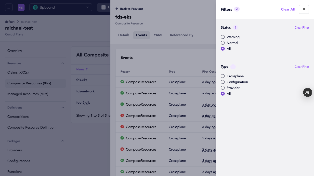 Upbound Control Plane Events